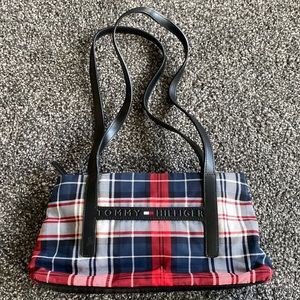 Tommy Hilfiger red white and blue plaid handbag